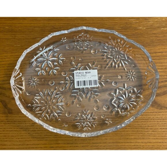 Studio Nova Snow Medley Sweet Dish Glass Christmas Winter 9.5" New in Box - Picture 3 of 3